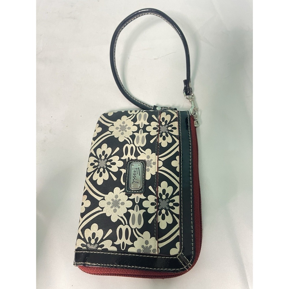 Fossil Key Per Wristlet Canvas Floral Purse